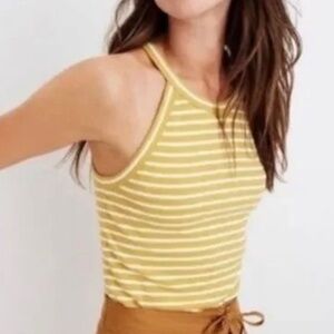 Madewell yellow and white striped tank top